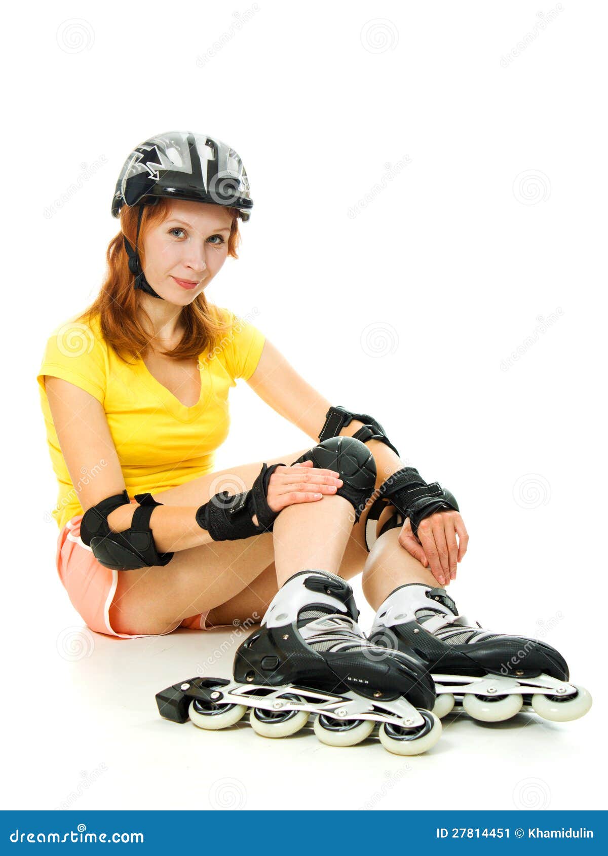 Beautiful Young Woman On Roller Skates Stock Image Image of person