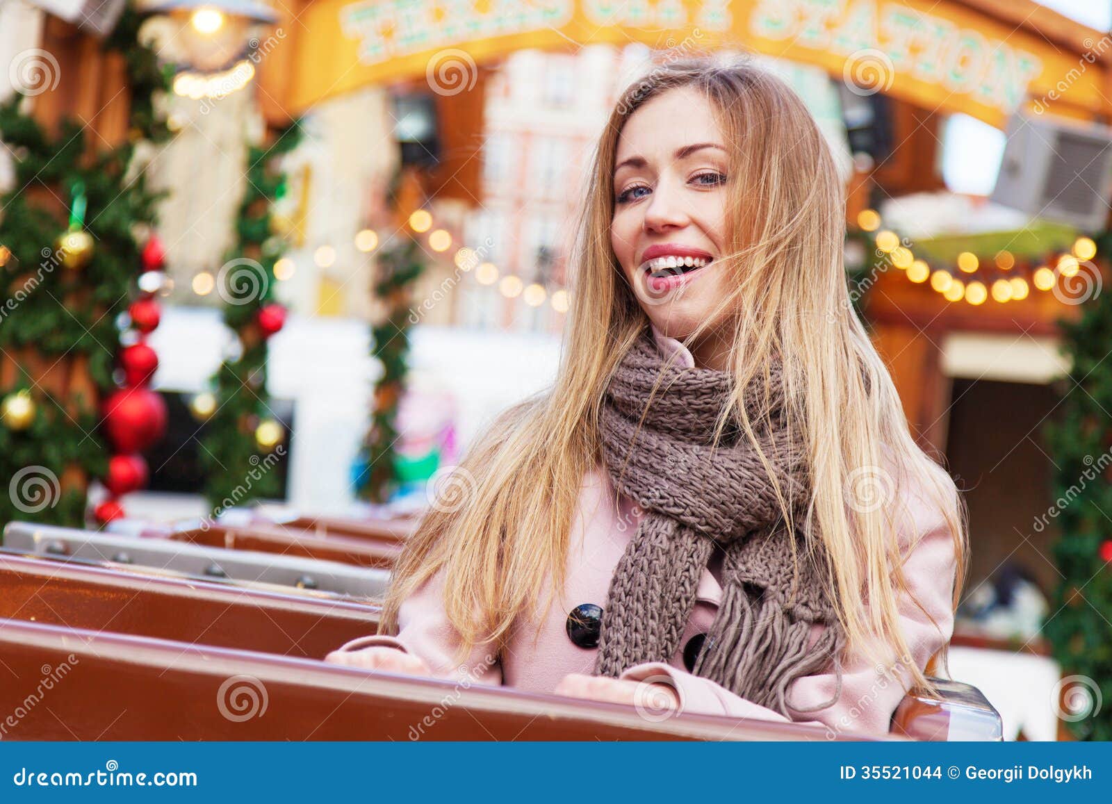 Beautiful Young Woman on a Rollercoaster Stock Photo - Image of ...