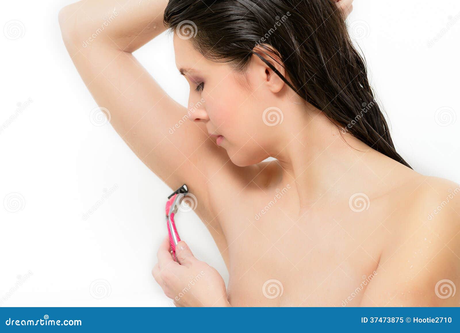 Beautiful Young Woman Shaving Her Armpit Stock Image - Image of beauty,  bare: 37473875