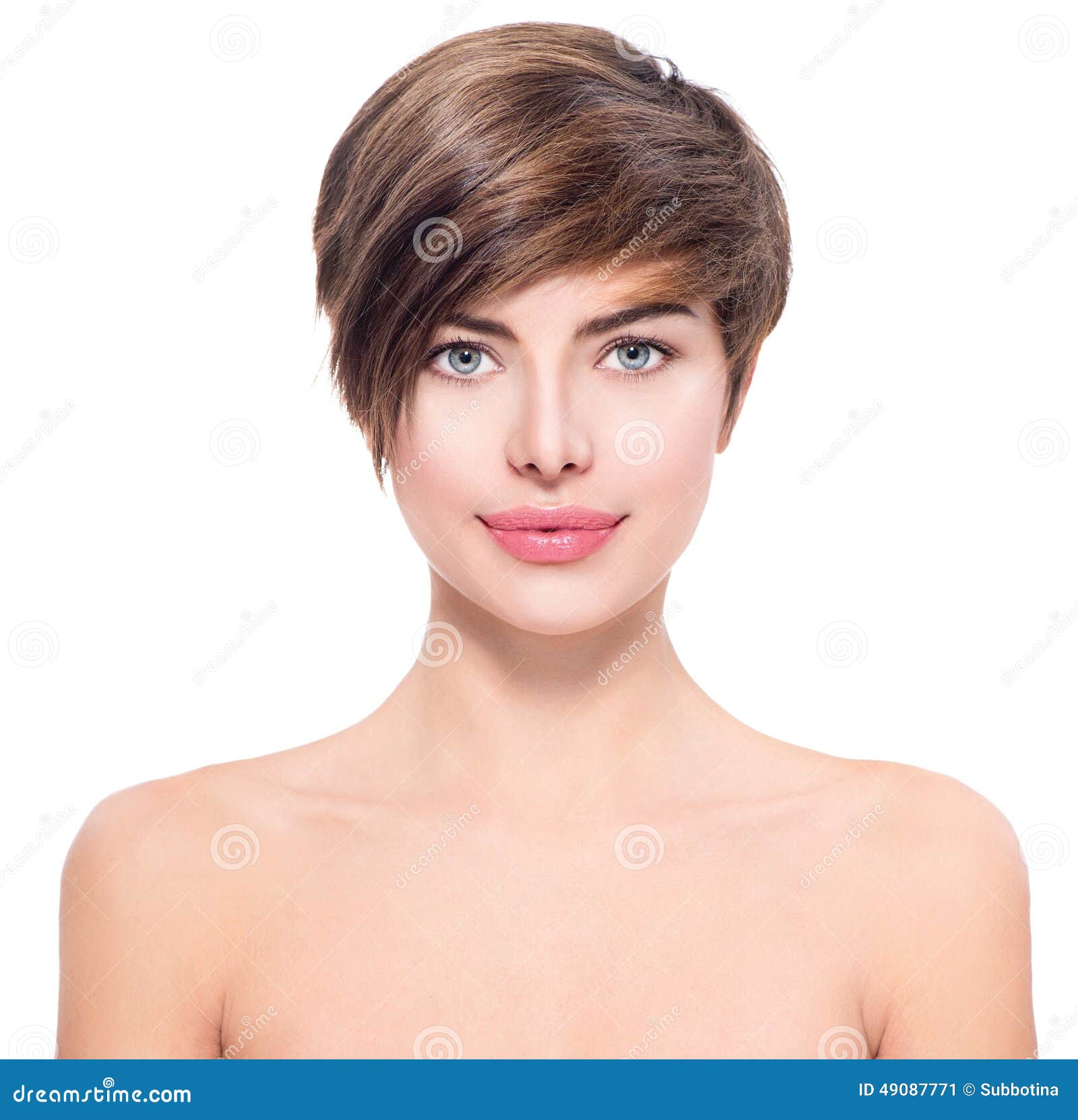 beautiful young woman with short hair