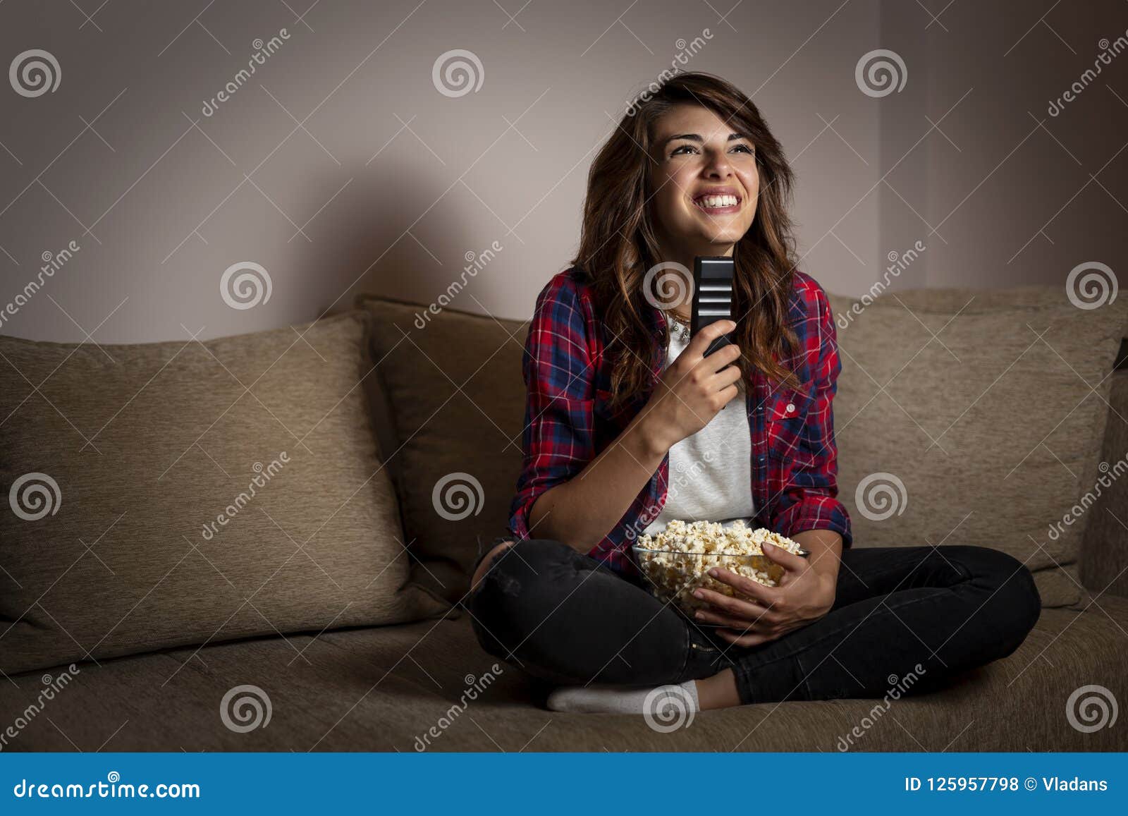 Woman Watching TV Stock Photo Image Of Lifestyle Casual 1259