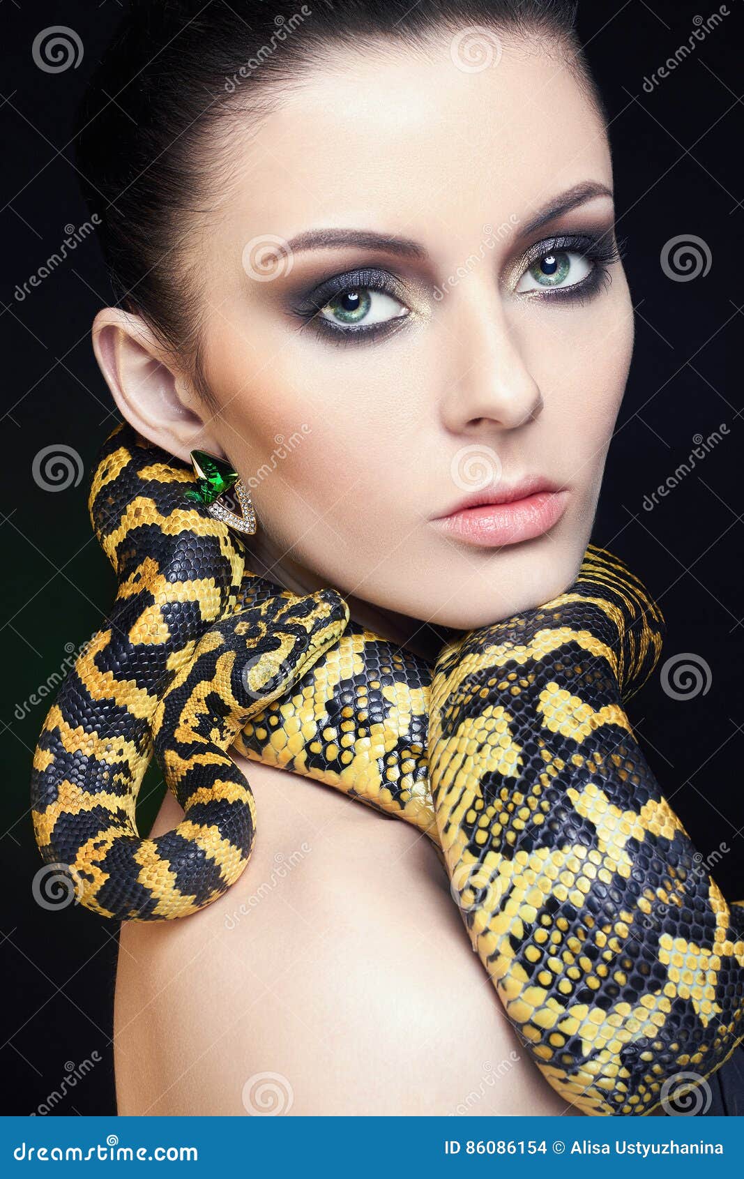 Beautiful Young Woman with Snake Stock Photo - Image of gorgeous ...