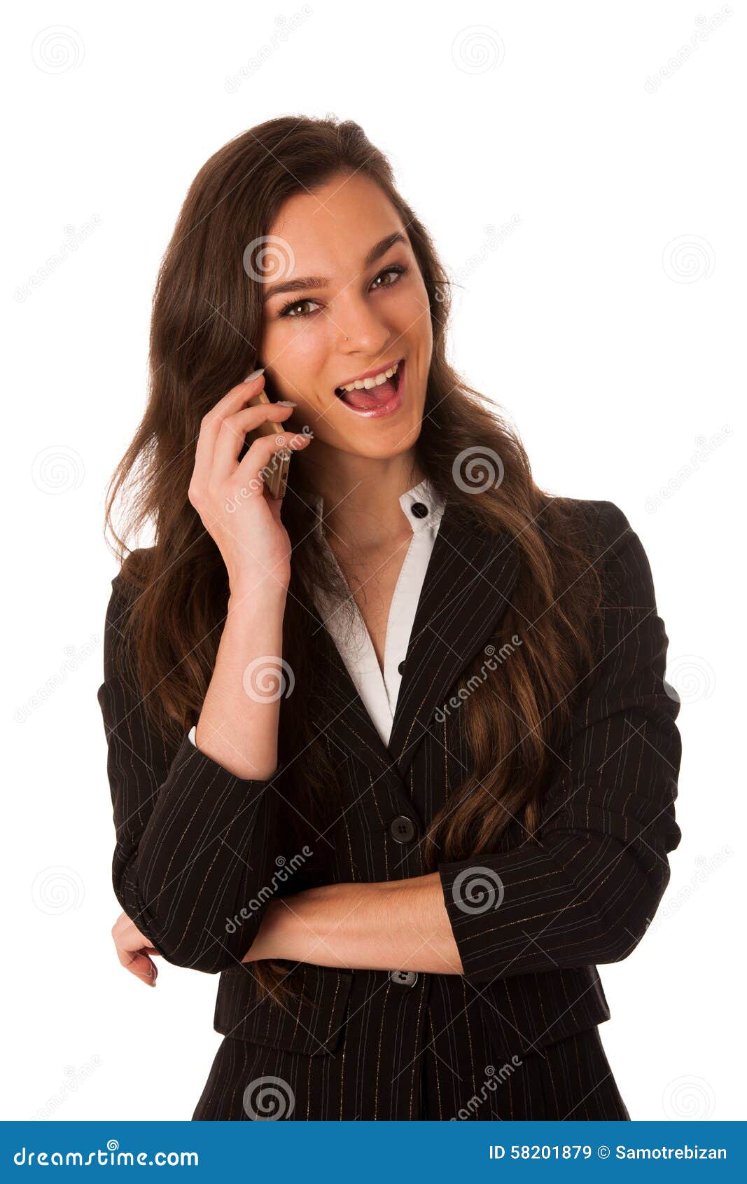 Beautiful Young Woman Speaking on a Cell Phone Stock Image Image of