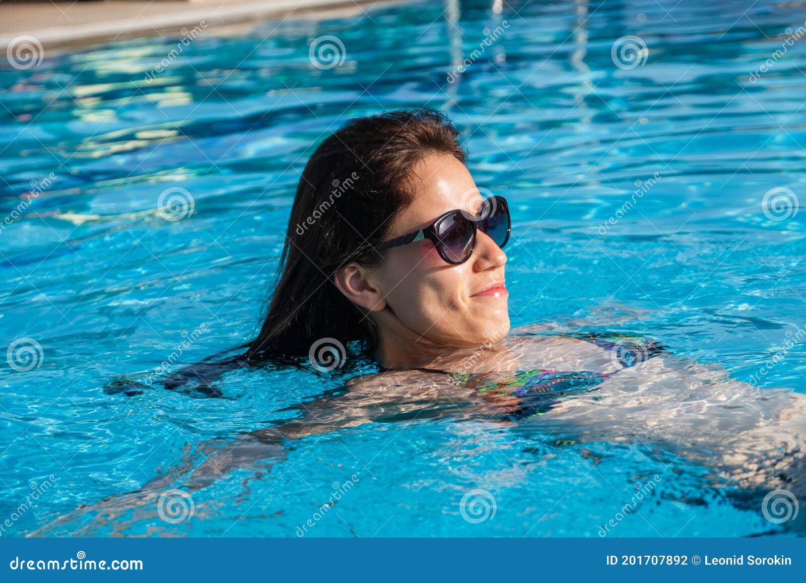 Beautiful Young Woman At Swimming Pool Stock Photo Image Of Resting
