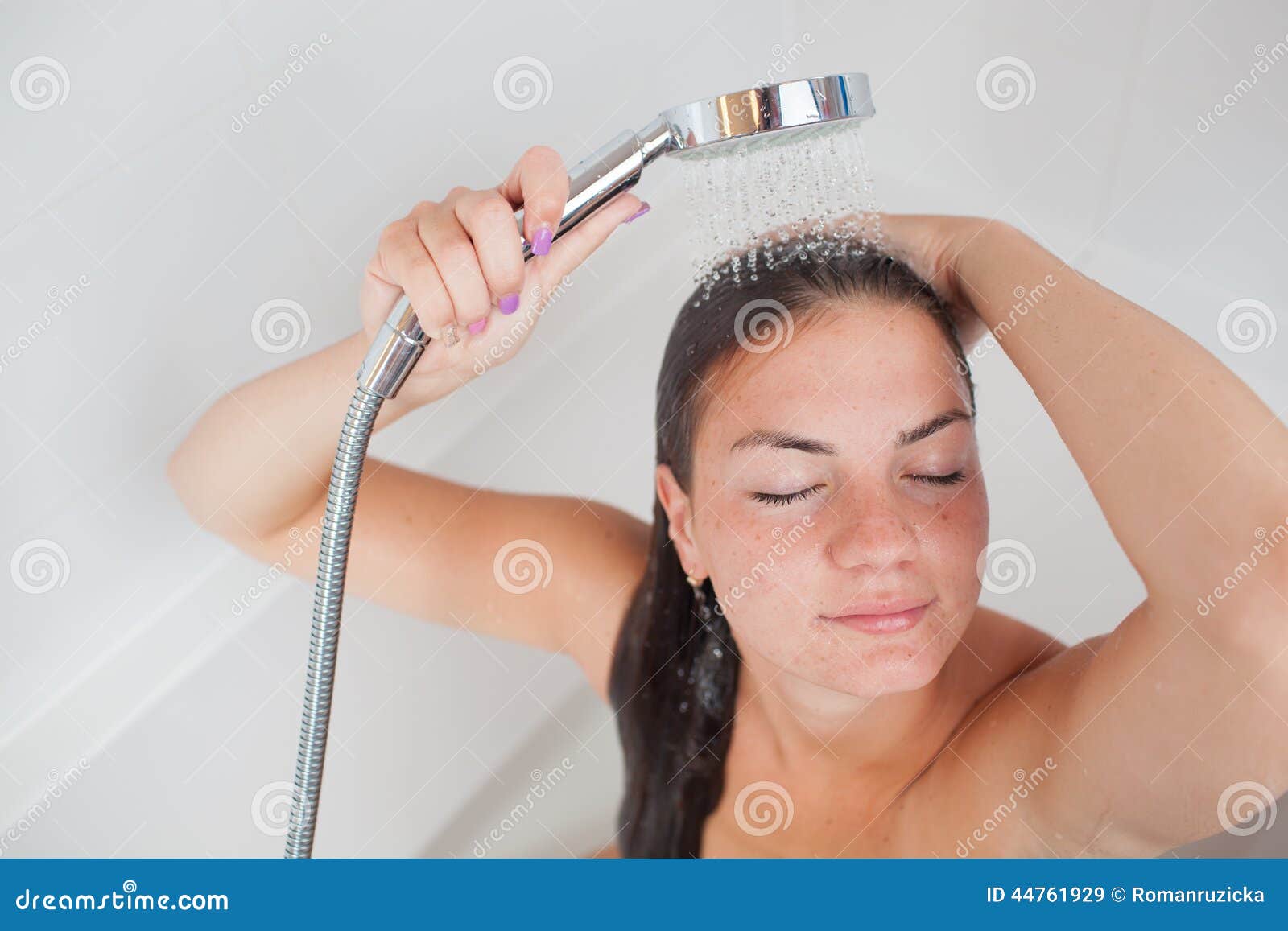 Beautiful Young Woman Taking A Shower Stock Image Image Of Resort