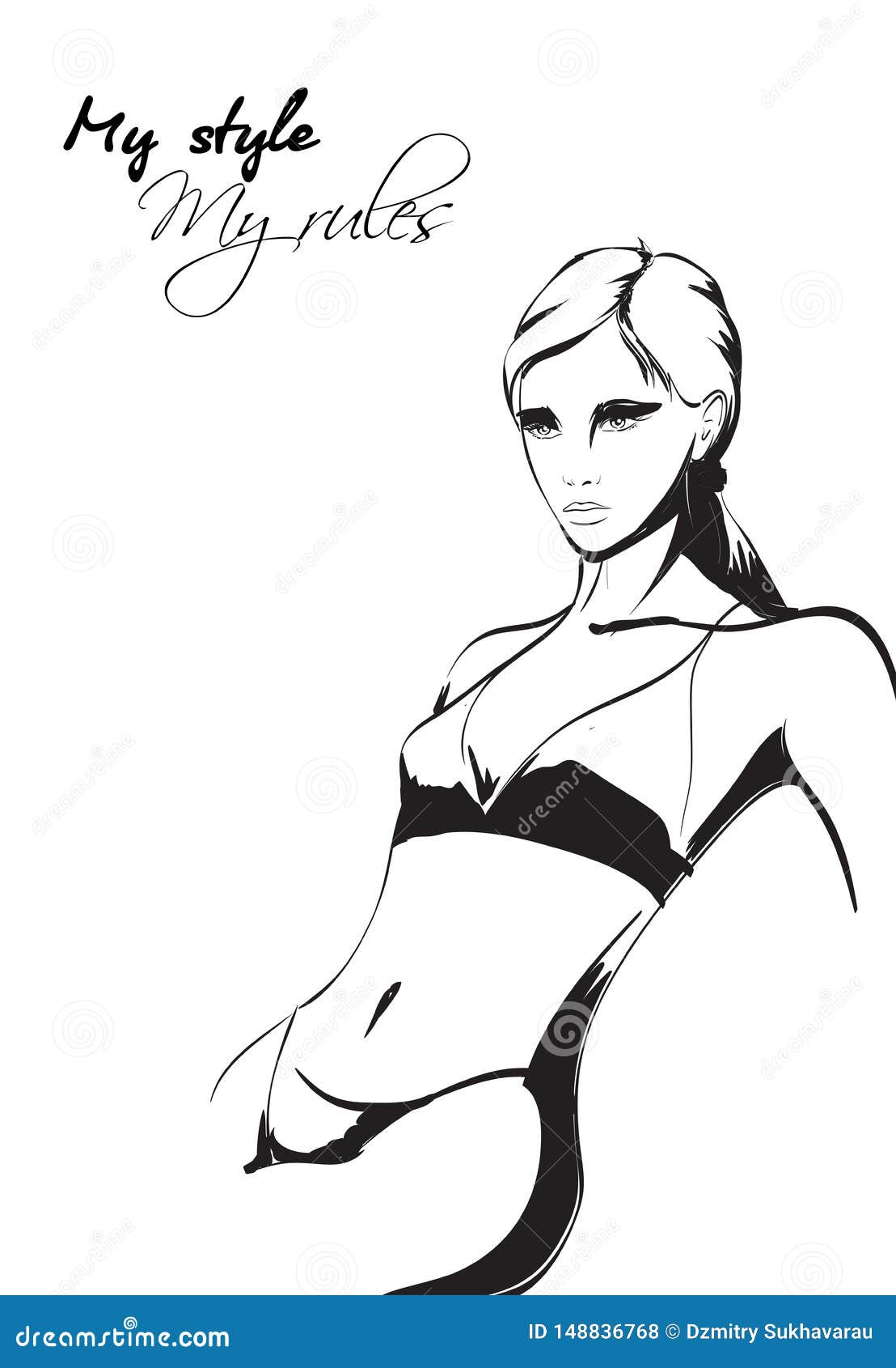 Cute woman underwear logo in doodle sketchy Vector Image