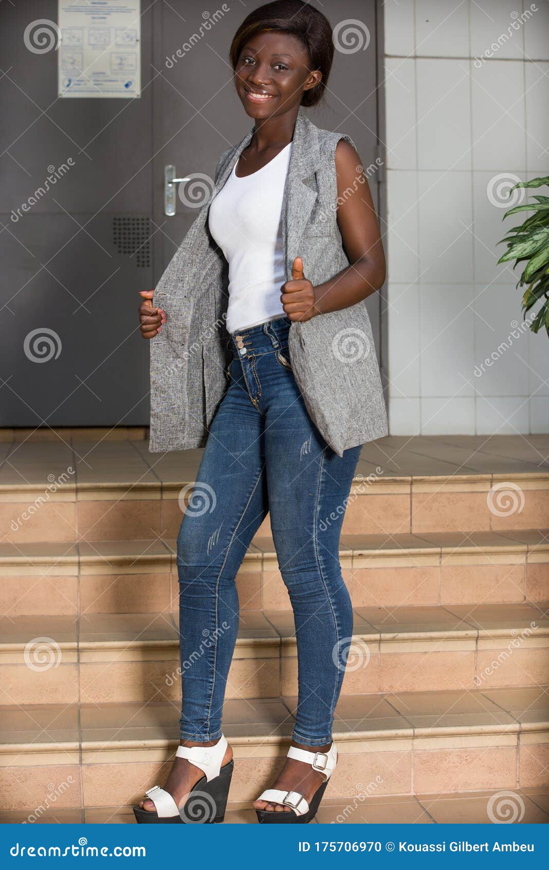 Beautiful Young Woman in Urban Background Wearing Casual Clothes Stock ...