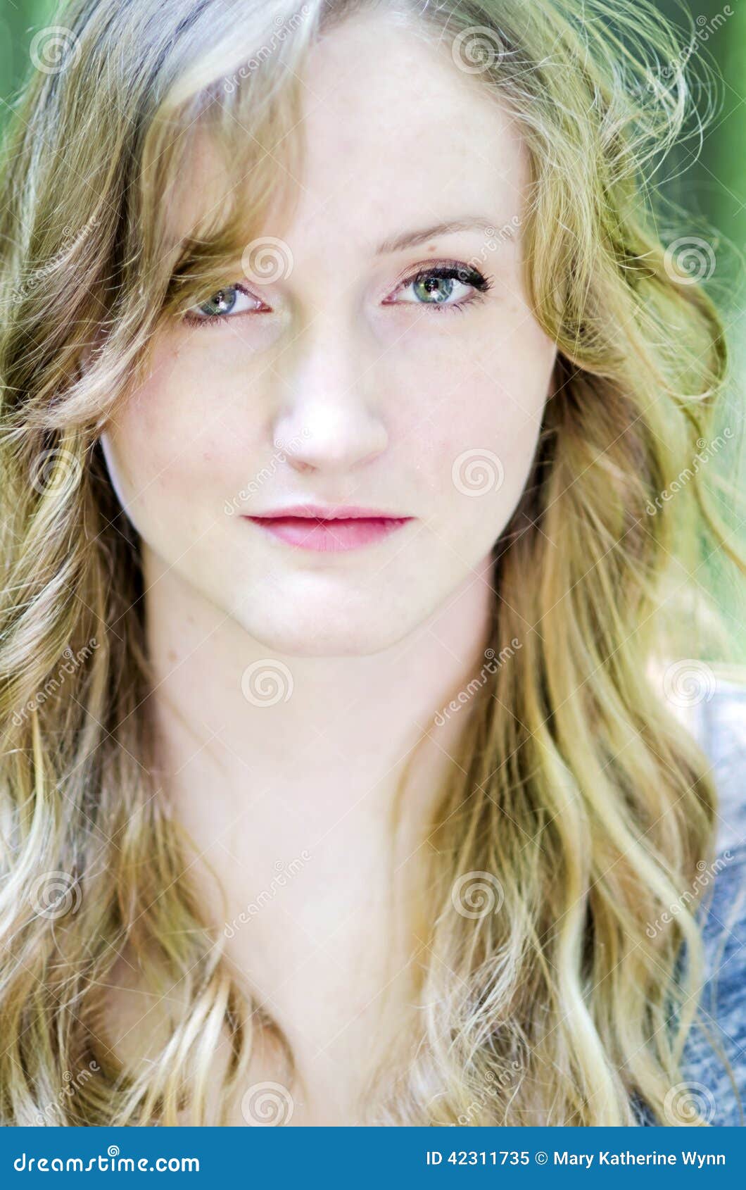 Beautiful Young Woman With Wavy Hair Stock Image Image Of Stare