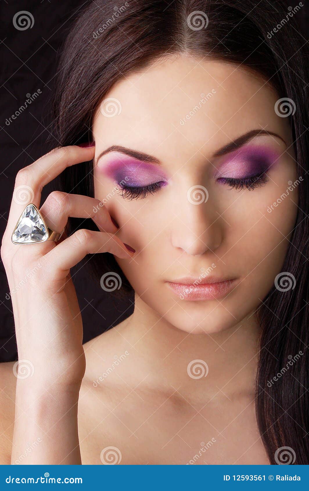 Beautiful Young Woman Wearing Diamond Ring Stock Image Image of healthy, female 12593561