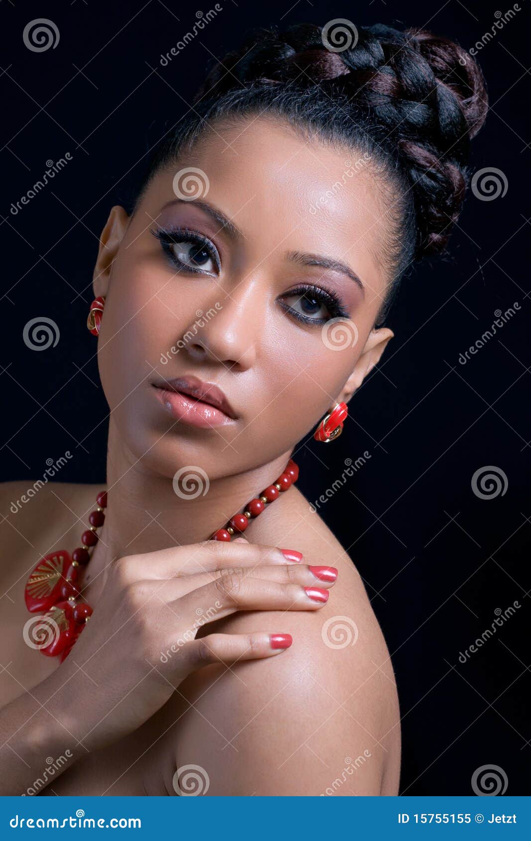 Beautiful Young Naked Woman Wearing Necklace Stock Photo 
