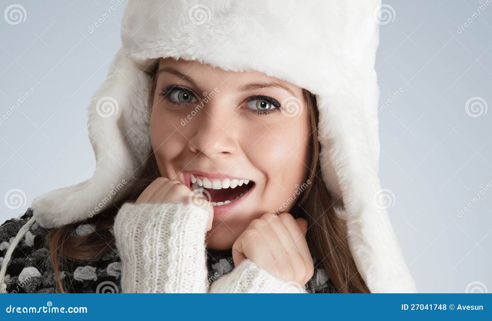 Beautiful Young Woman in White Hat Stock Photo - Image of season ...