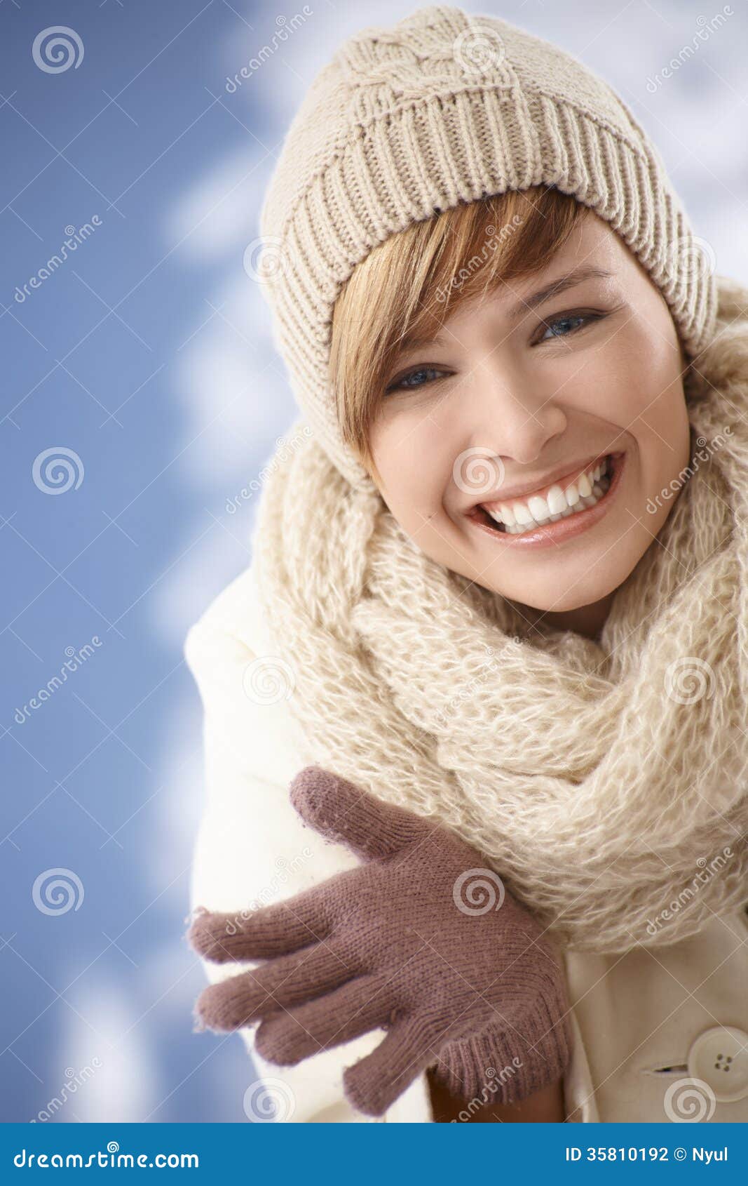 Beautiful Young Woman in Winter Clothes Stock Photo - Image of ...