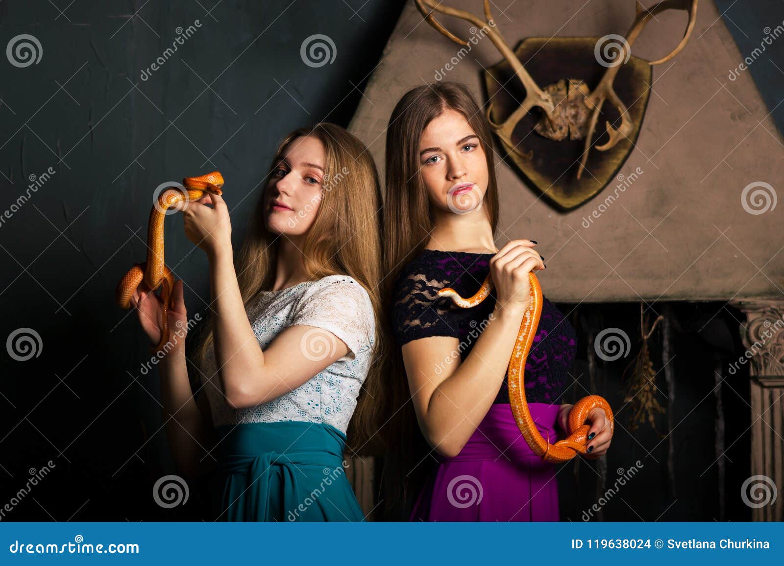 Girls with snakes