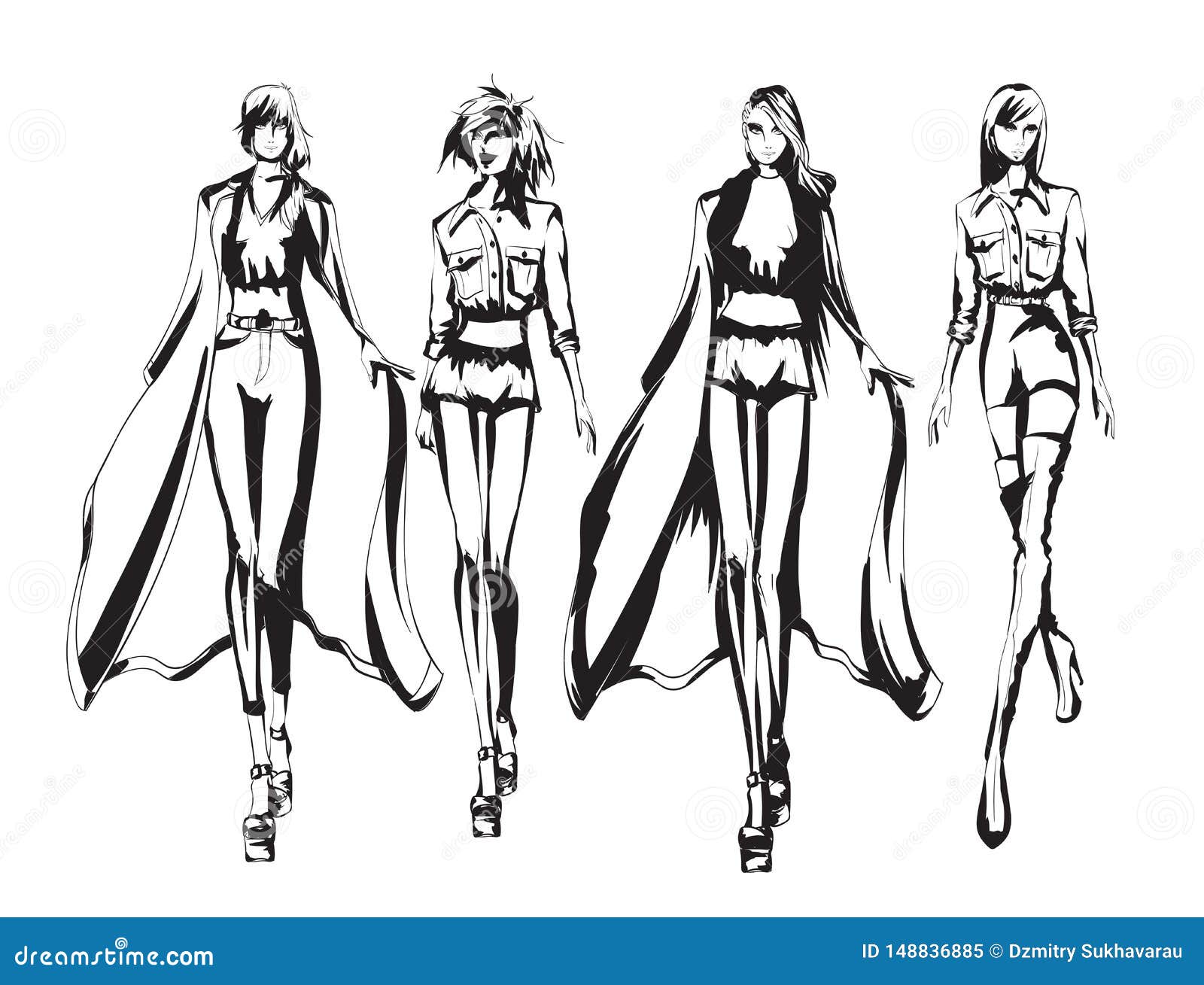 Women`s Figure Sketch. Different Poses. Template for Drawing for Designers  of Clothes Stock Vector - Illustration of human, girl: 108859892, Drawing  Figure Model