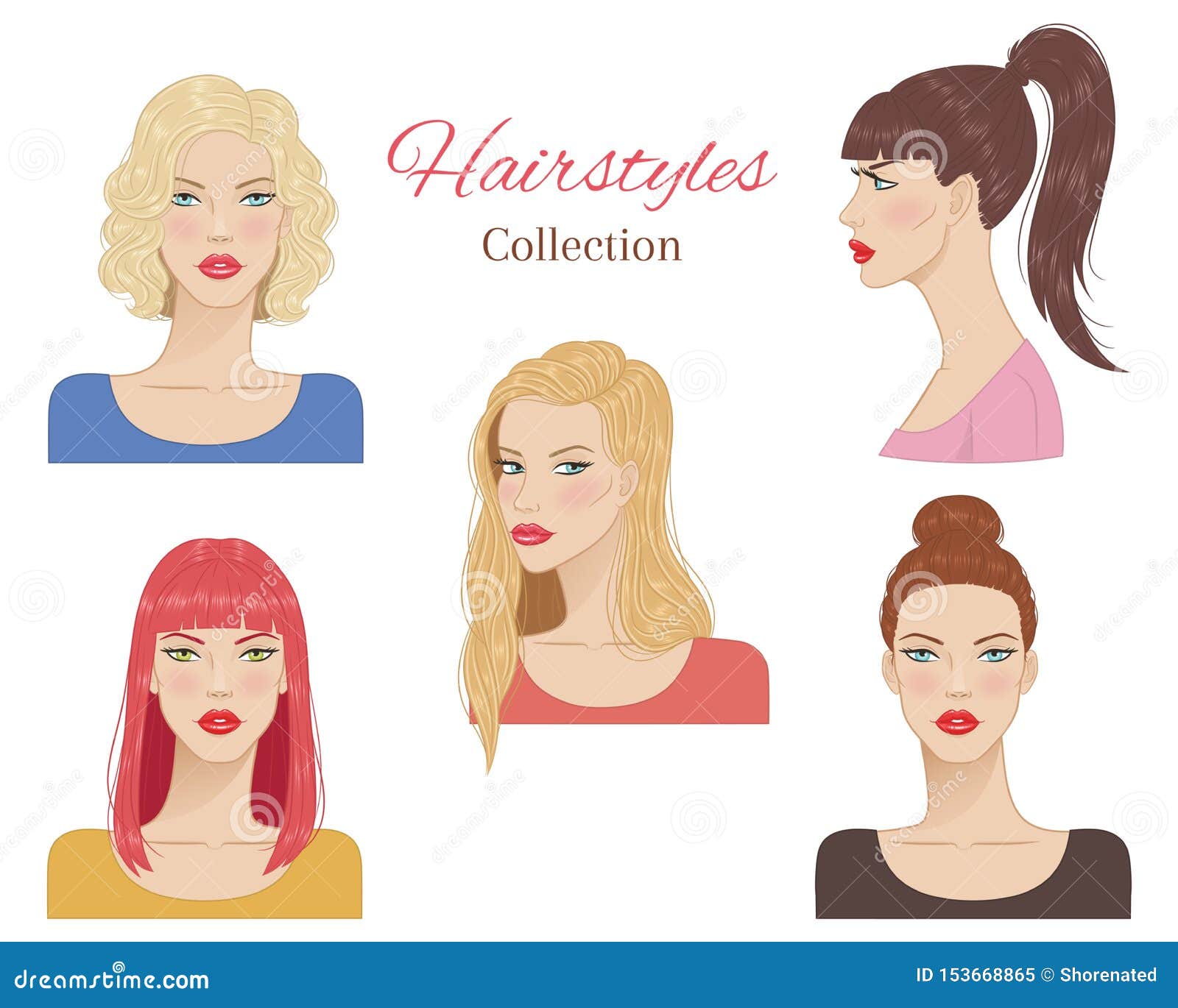 Beautiful Young Women with Fashion Trendy Hairstyles. Vector Illustration. Stock Vector - Illustration of hairstyle, female: 153668865 Beautiful Young Women with Fashion Trendy Hairstyles. Vector Illustration. Stock Vector - Illustration of hairstyle, female: 153668865
