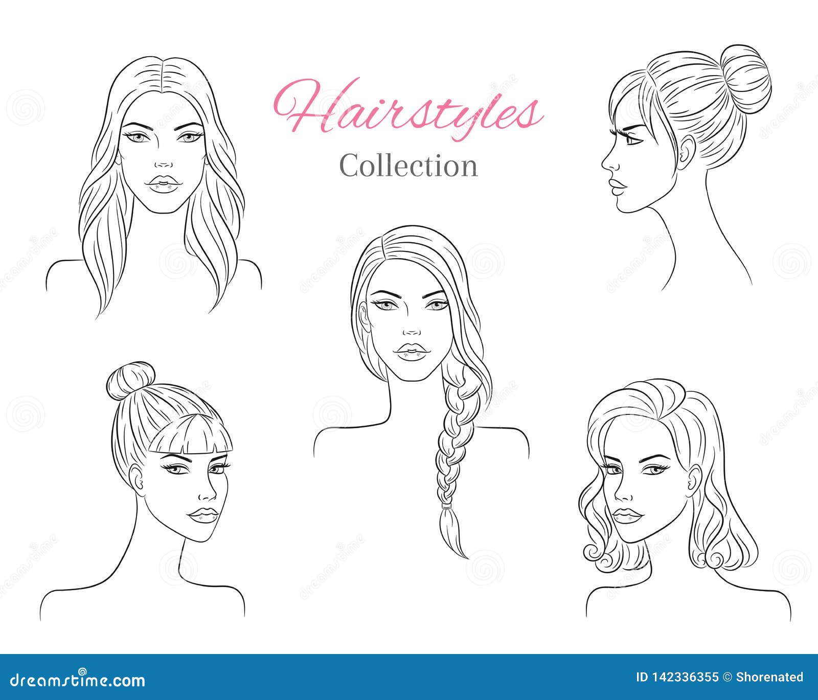Set of Different Wedding Hairstyles with Flowers for Blondes Stock Vector -  Illustration of curl, back: 58033554