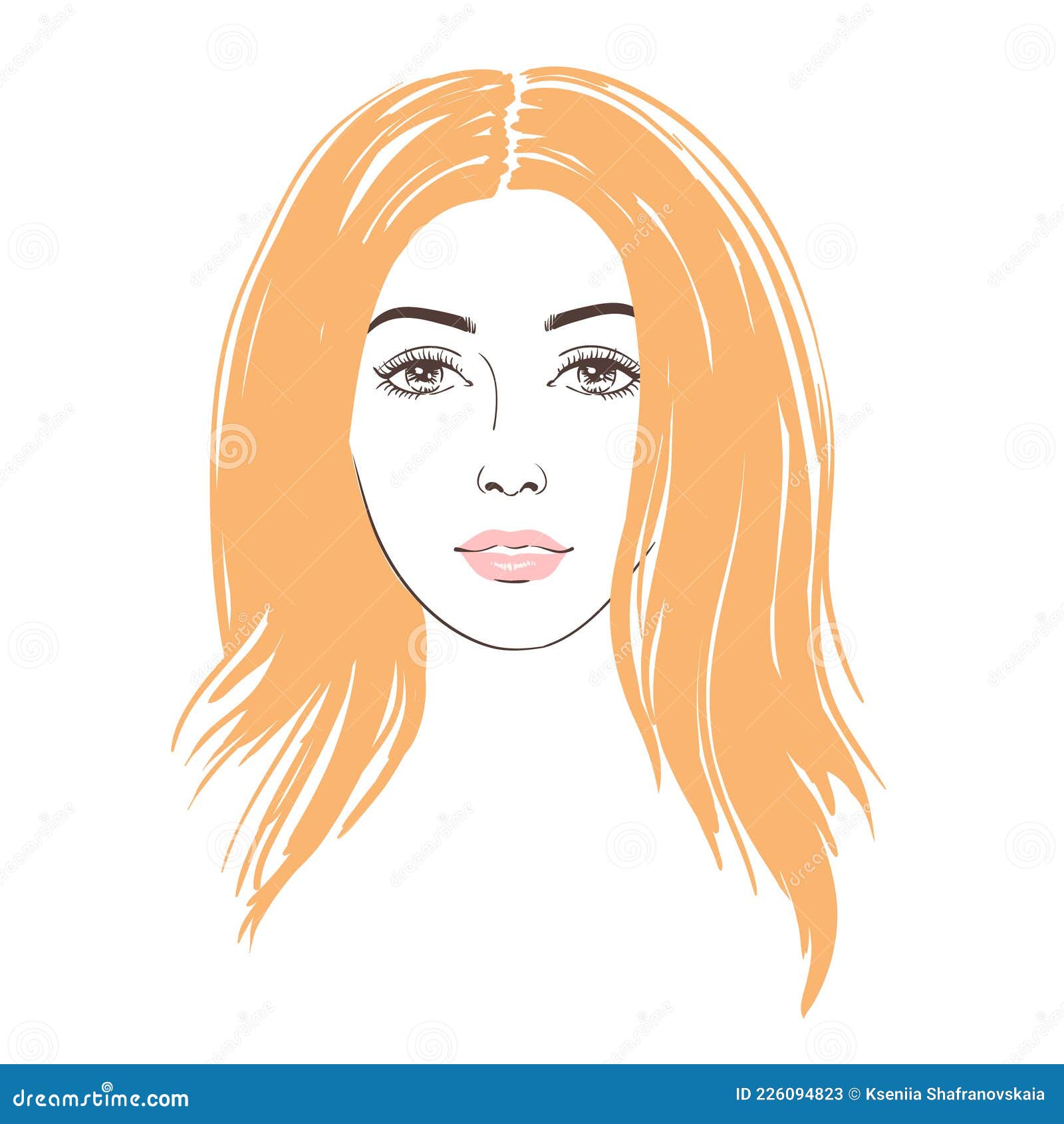Beautiful Young Women with Long Hair, Vector Illustration Stock Vector