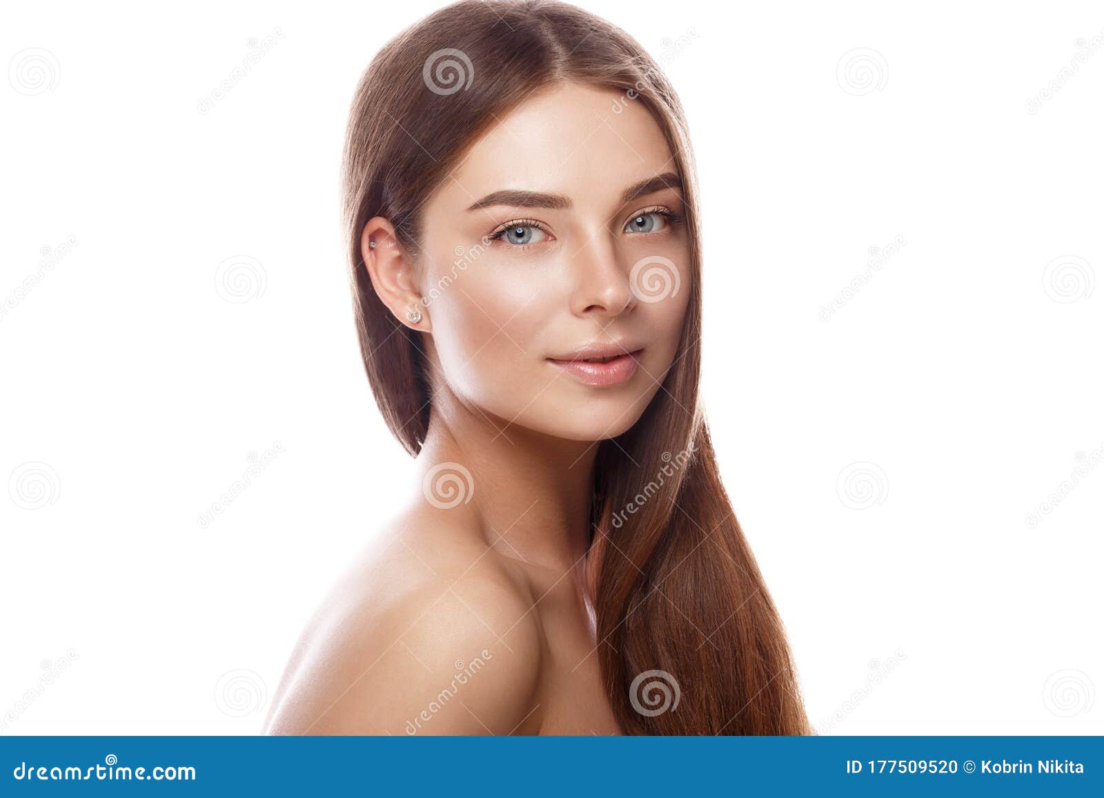 beautiful young girl with a light natural make-up and perfect skin. beauty face.