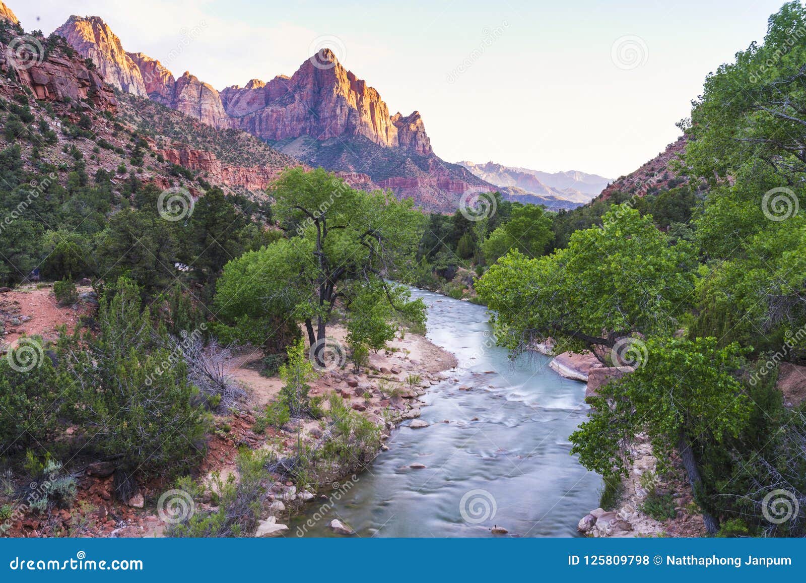 Beautiful Zion National Park At Sunsetutahusa Stock Photo Image Of