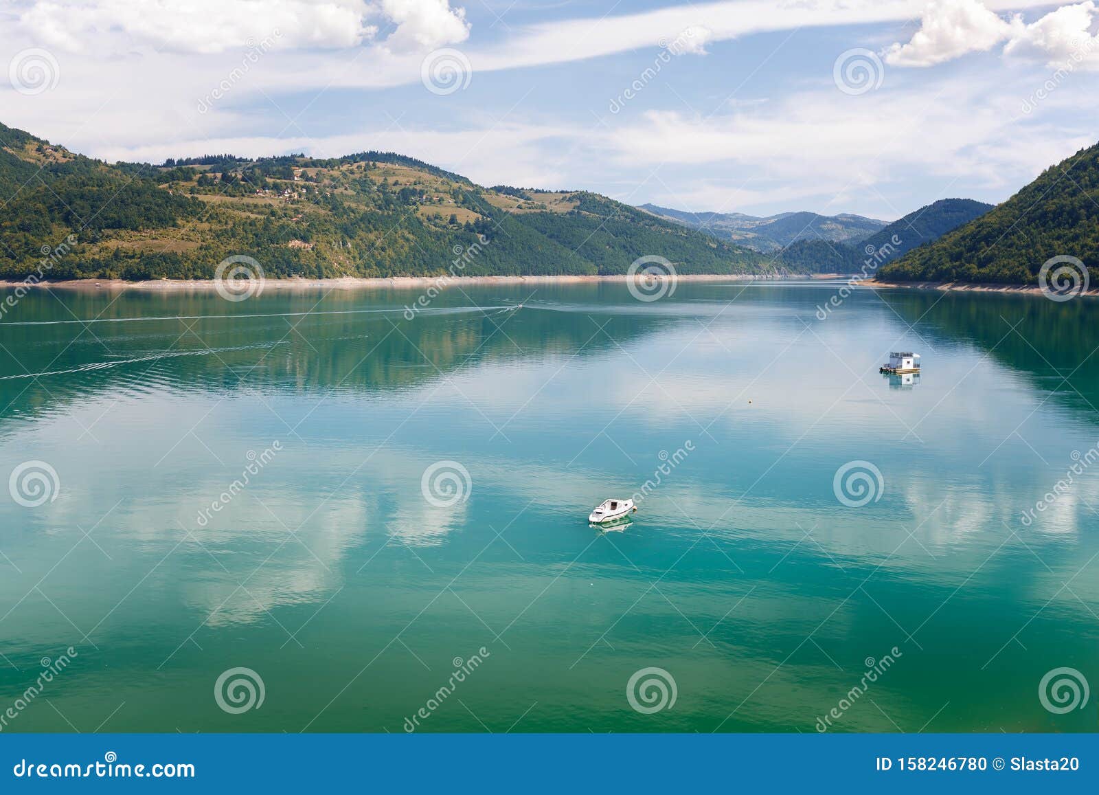 beautiful zlatar mountain lake with reflection, serbia