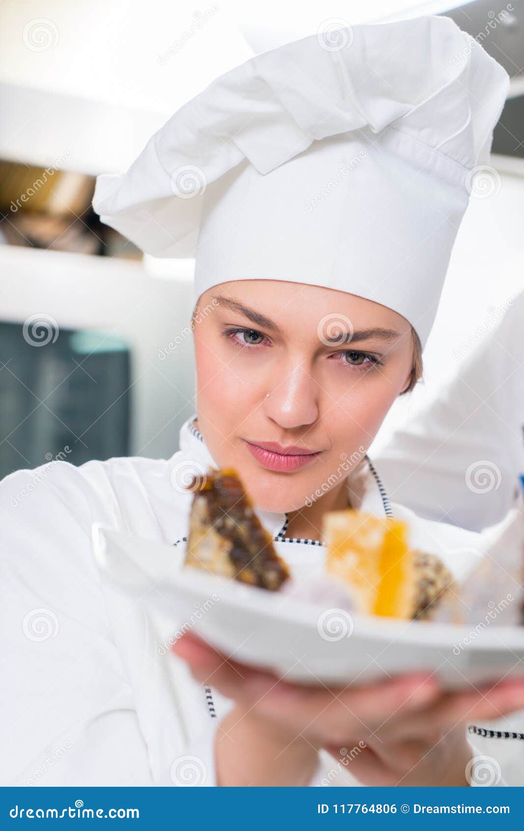 A Beautifull Young Chef Posing with a Meal Stock Photo - Image of sweet ...