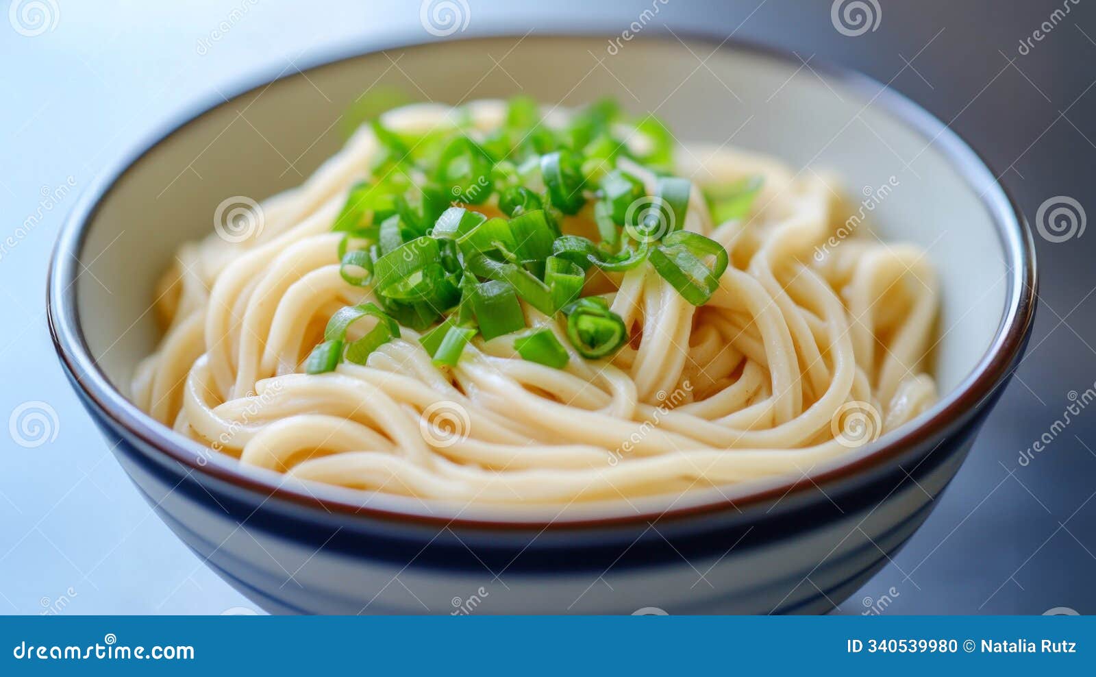 a beautifully arranged bowl of long toshikoshi soba topped with fresh green onions