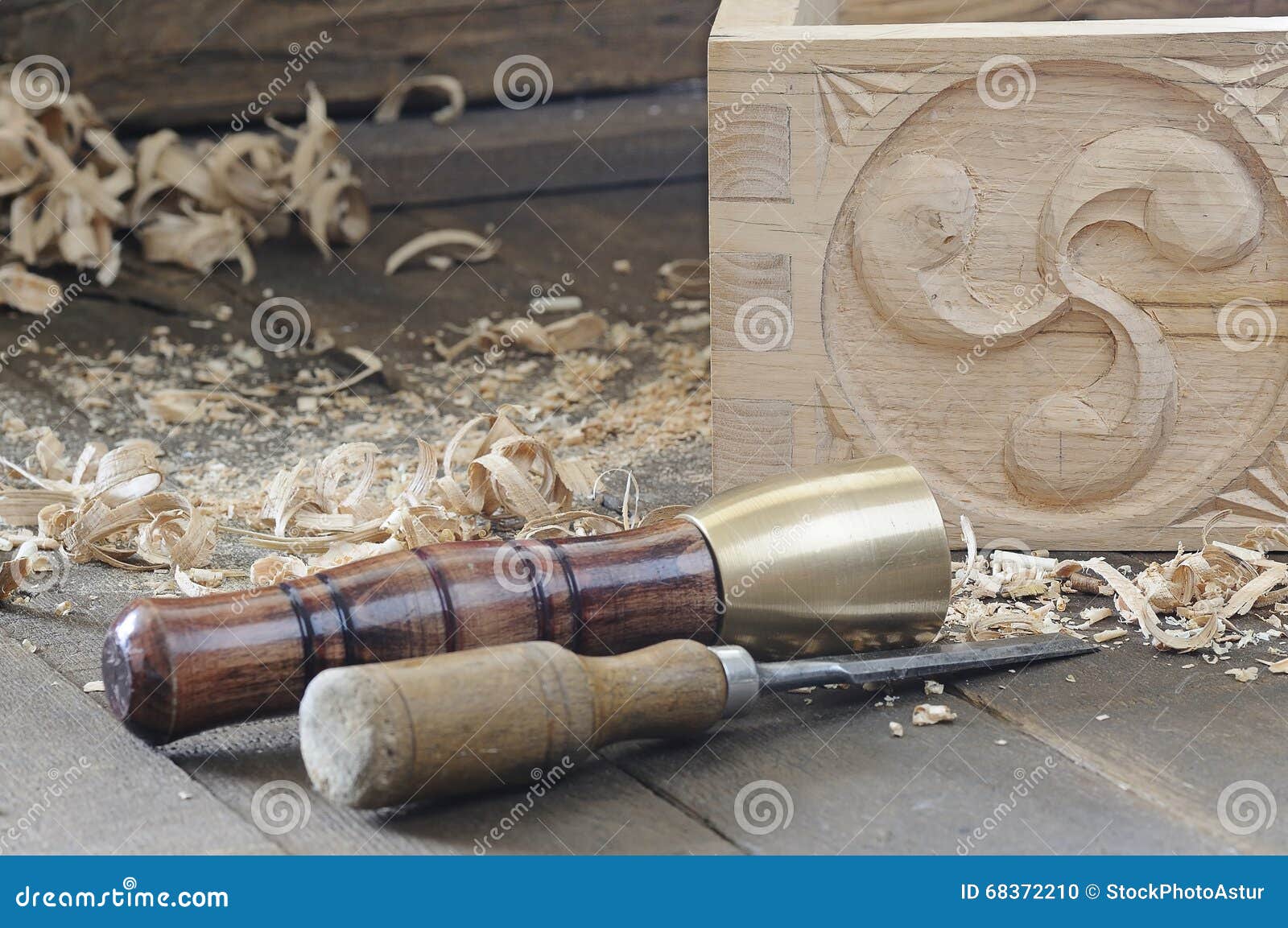 Beautifully Decorated Wooden Box and Instruments Stock Photo Image of