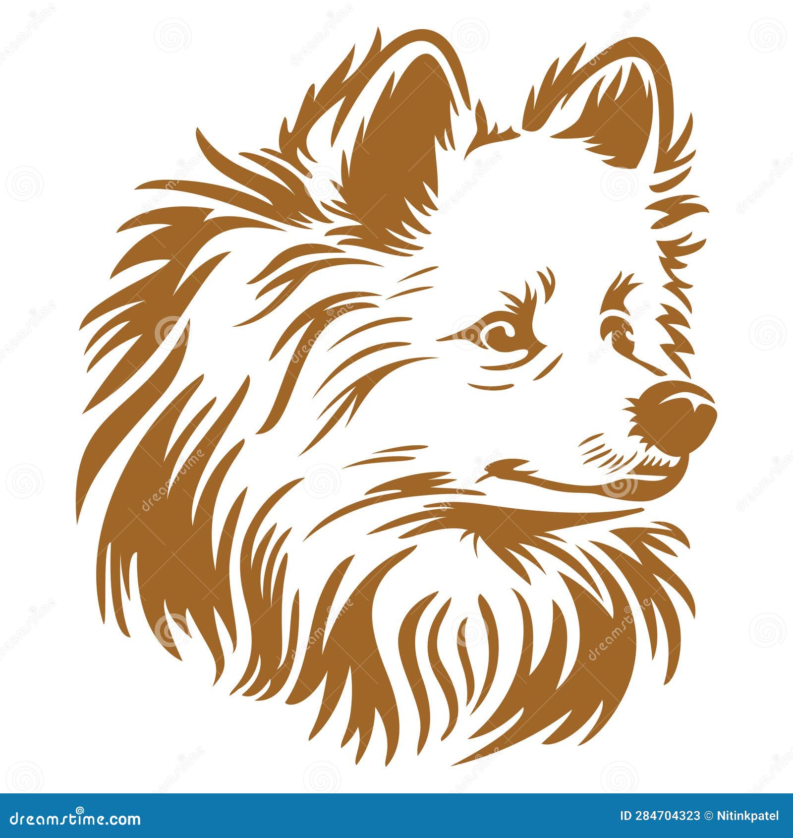 american eskimo dog face stencil art, dog stencil, eskimo dog art, diy and craft, eskimo dog, wall dÃ©cor, pets , dog 