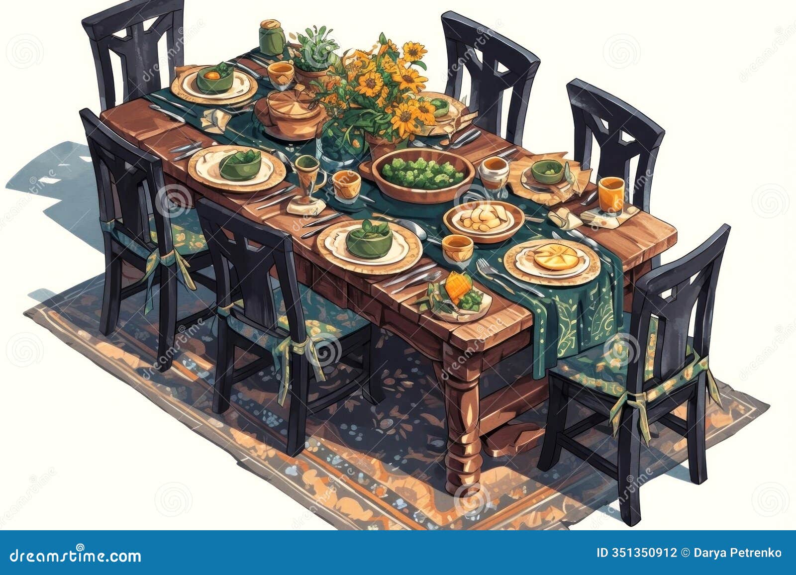 a beautifully set dinner table with vibrant colors and exquisite details, perfect for hosting a memorable gathering