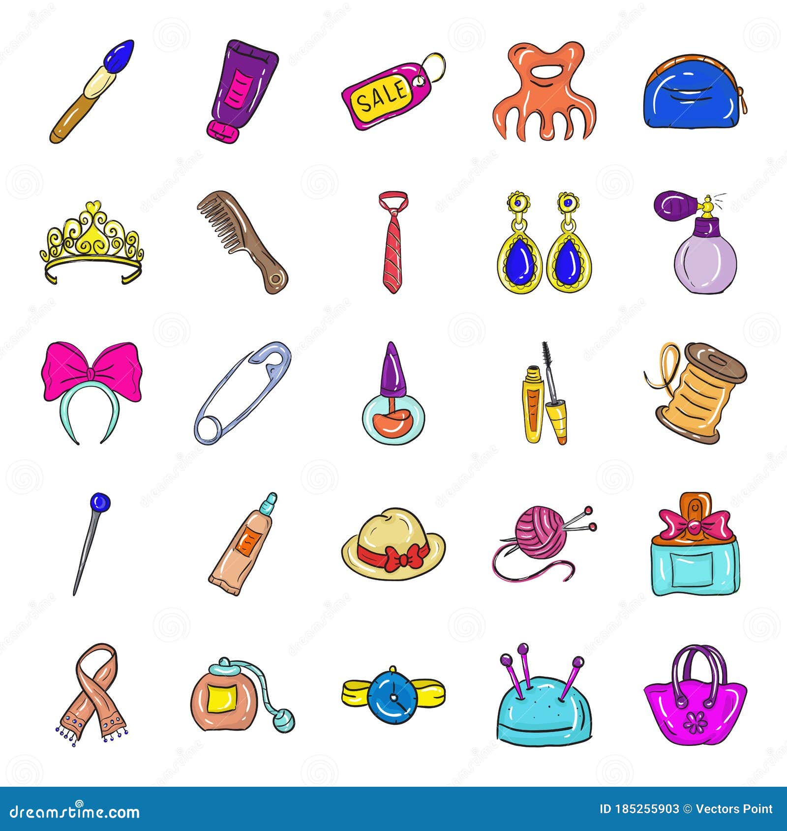 Download Beauty Accessories Doodle Icons Pack Stock Vector ...