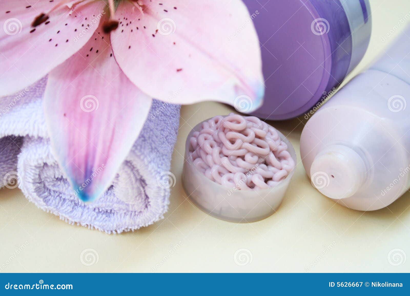 Beauty bath set stock image. Image of spot, pomade, pink 5626667