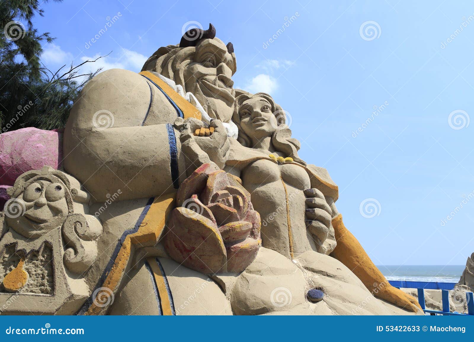 beauty and the beast sand sculpture