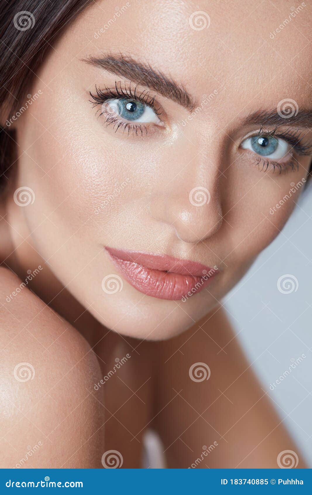 beauty. beautiful woman close up portrait. young blue-eyed model with perfect skin and natural daily makeup.