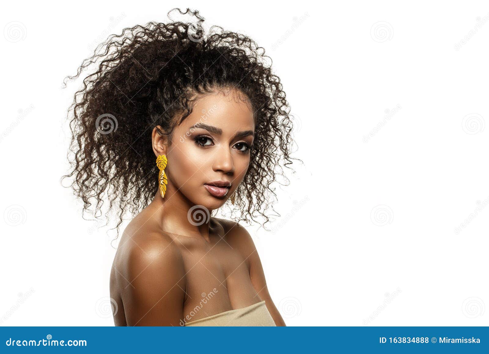 beauty black skin woman fashion african ethnic female face portrait. young girl model with afro
