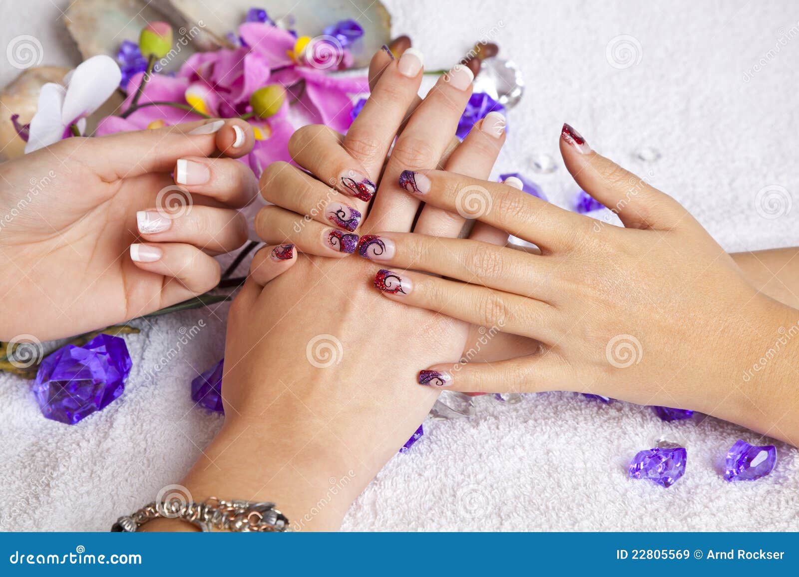 beauty concept - acrylic fingernails
