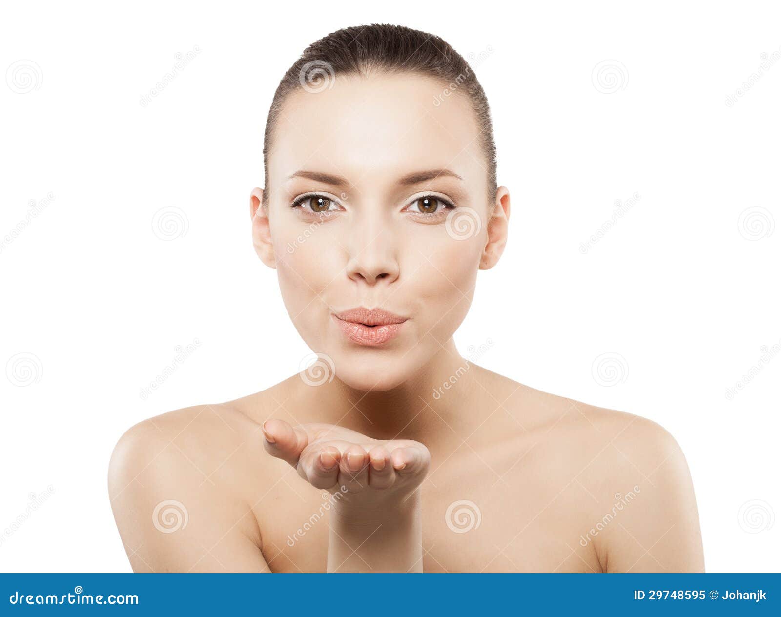 Beauty Face Of Woman With Cosmetic Cream On Face Stock 