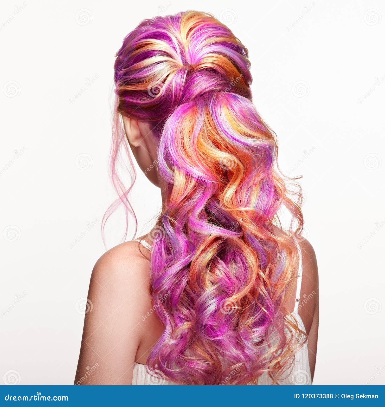 Beauty Fashion Model Girl with Colorful Dyed Hair Stock Photo - Image of  barber, haircut: 120373388