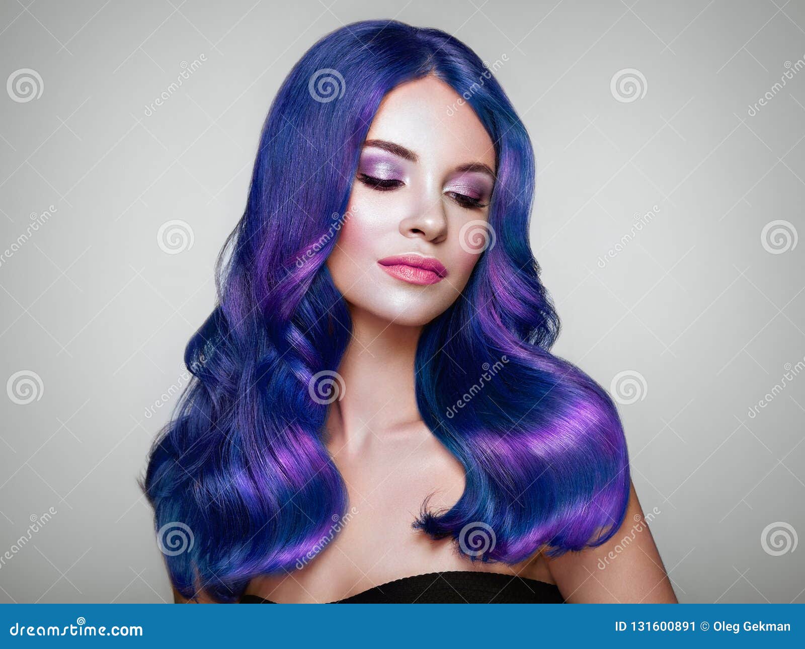 Beauty Fashion Model Girl With Colorful Dyed Hair Stock