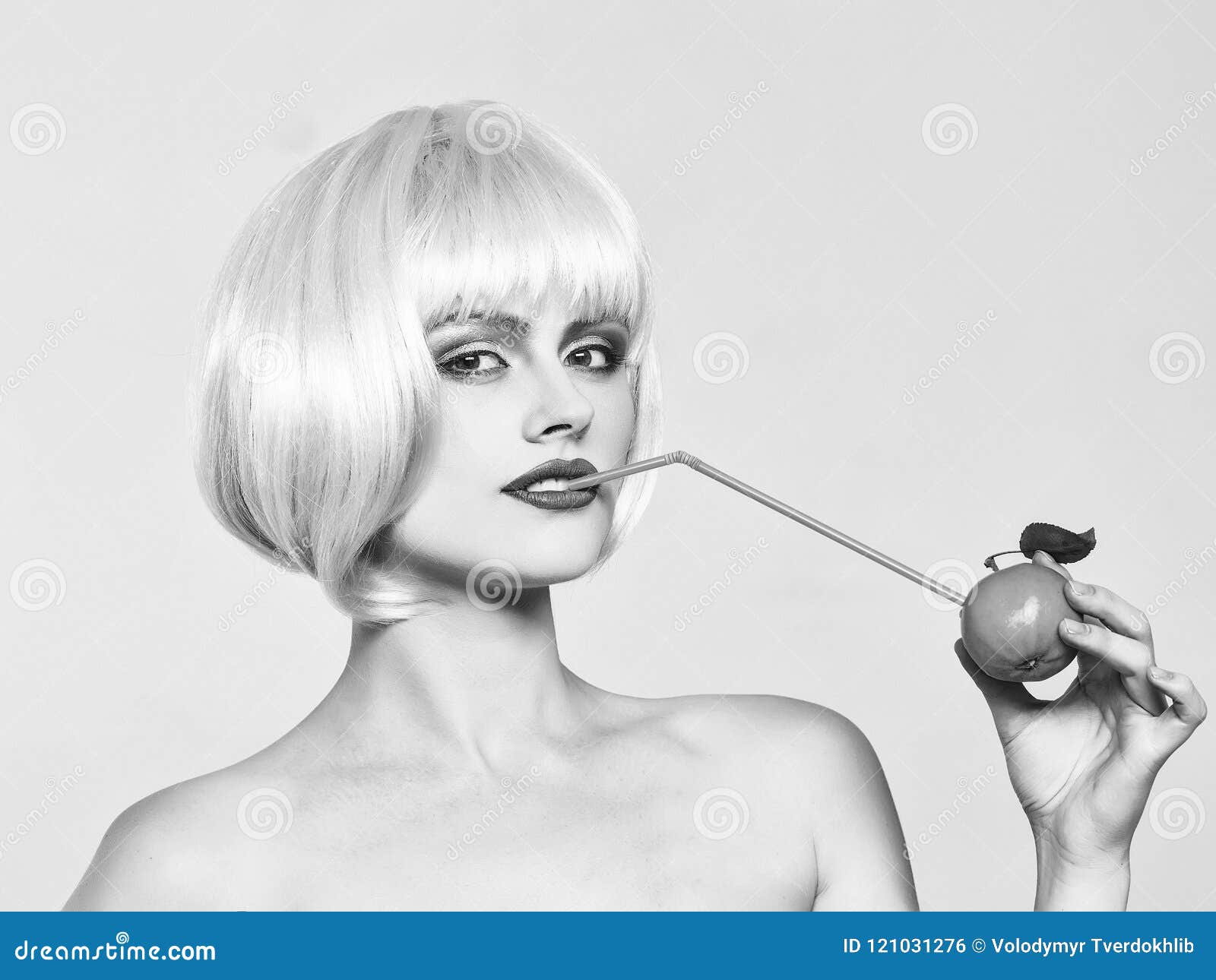 Beauty Fashion Model Portrait. Pretty Girl in Pink Wig with Green Apple Stock Photo - Image of attractive, pink: 121031276 Beauty Fashion Model Portrait. Pretty Girl in Pink Wig with Green Apple Stock Photo - Image of attractive, pink: 121031276
