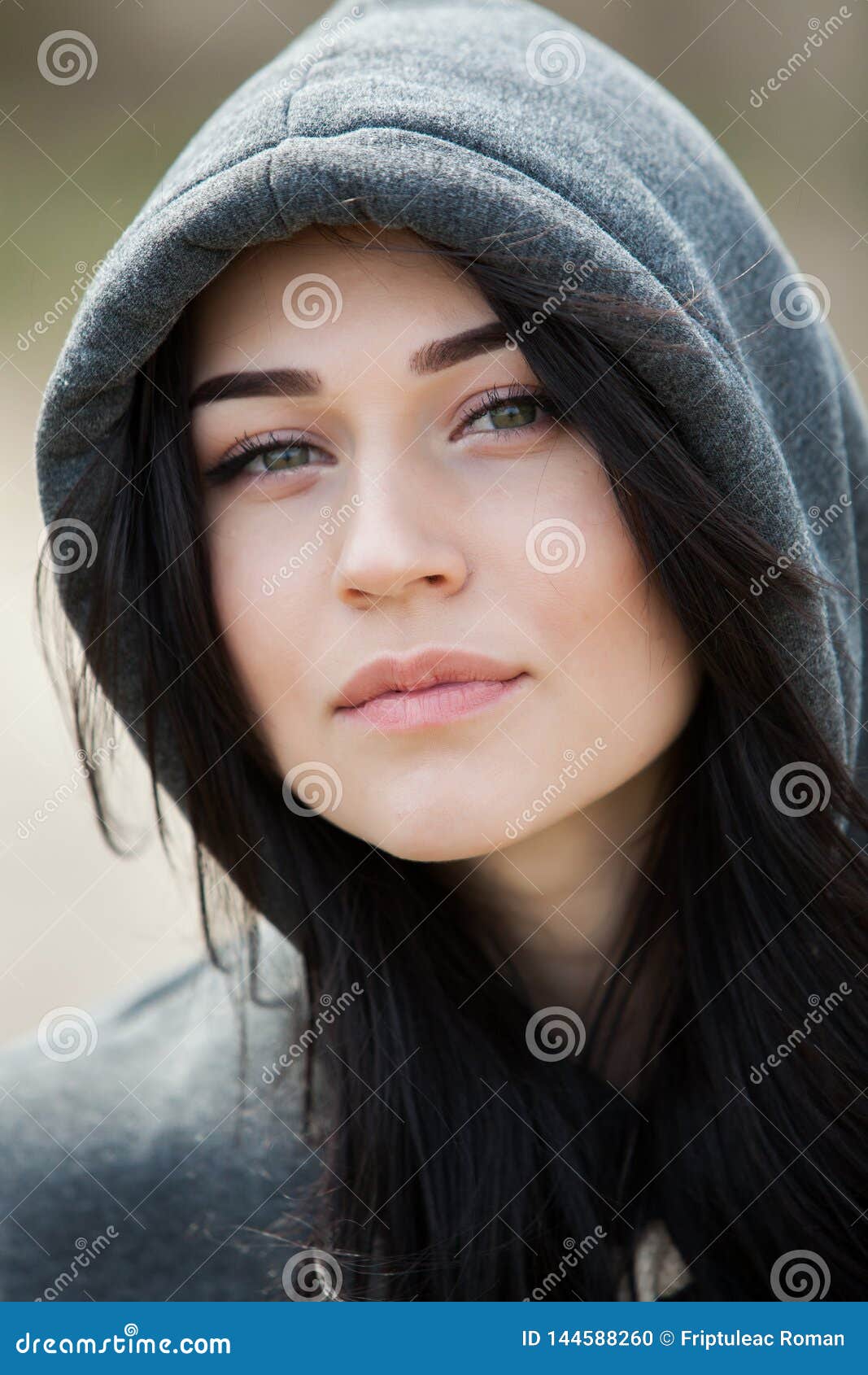 Beauty Fashion Portrait of Young Beautiful Brunette Girl with Long Black  Hair and Green Eyes. Beauty Portrait of Female Face with Stock Photo -  Image of brunette, happy: 144588260