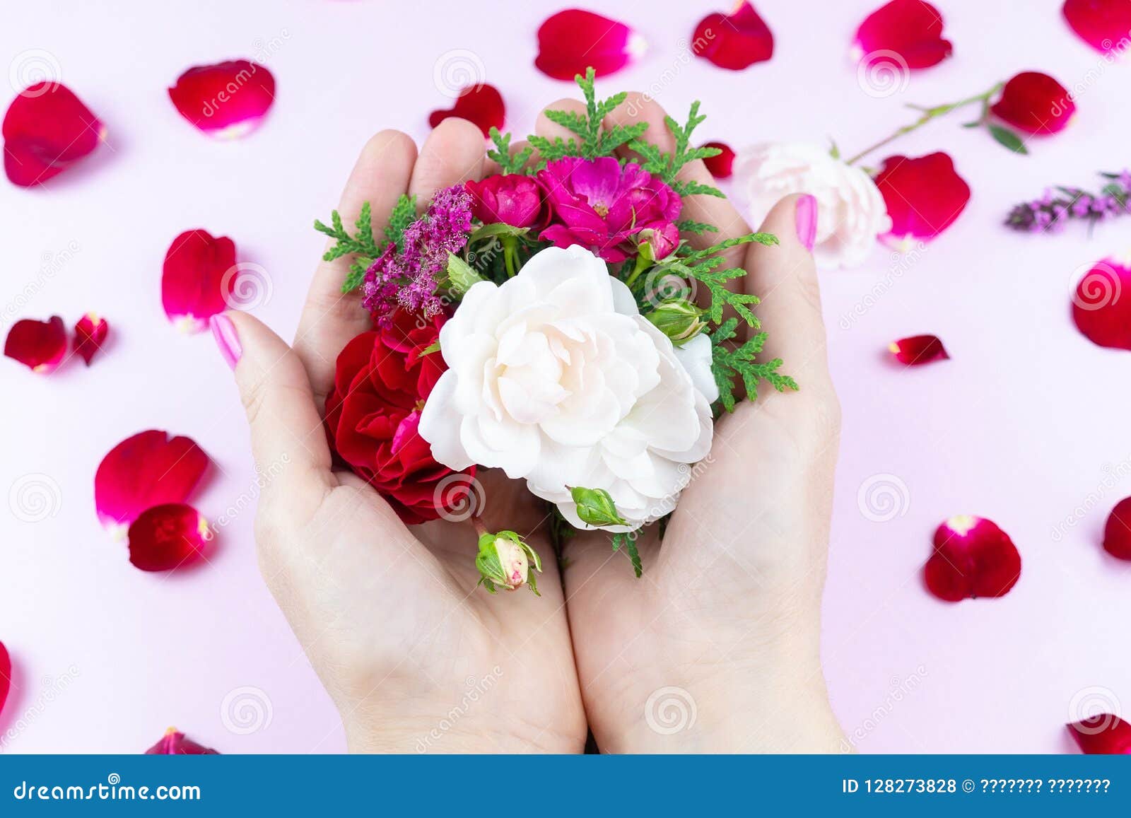 Beauty Hands with Makeup Flowers Stock Photo - Image of female, people ...