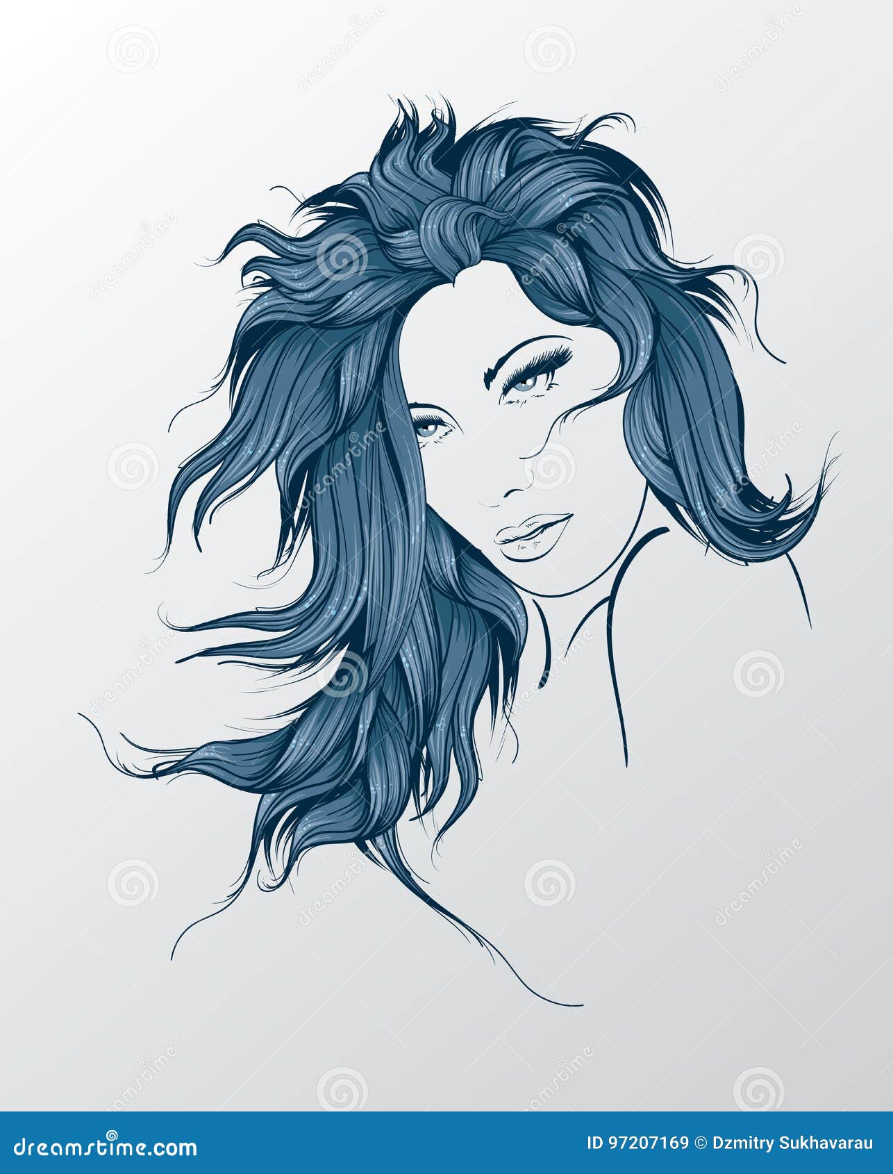 Beauty Girl Face On A White Background Stock Vector