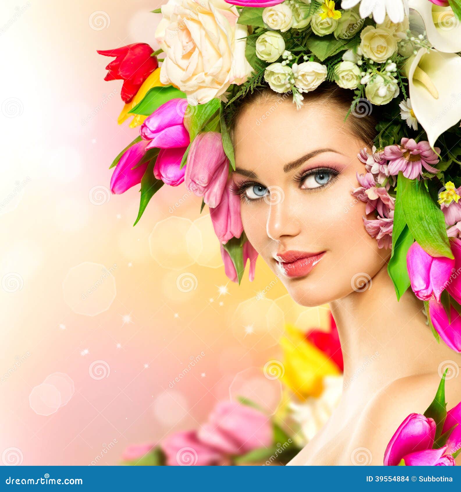 Beauty Girl with Flowers Hairstyle Stock Photo - Image of glamour, care: 39554884 Beauty Girl with Flowers Hairstyle Stock Photo - Image of glamour, care: 39554884