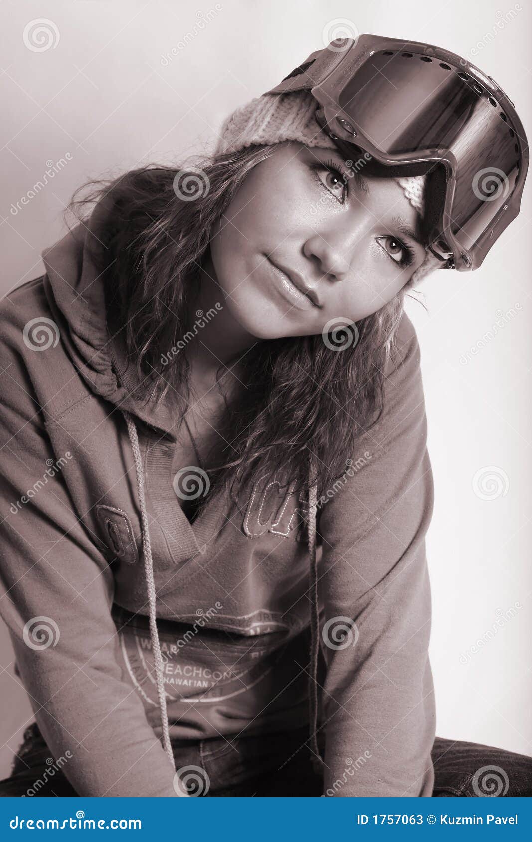 Beauty Girl with Goggles. Bnw Stock Image Image of concentration