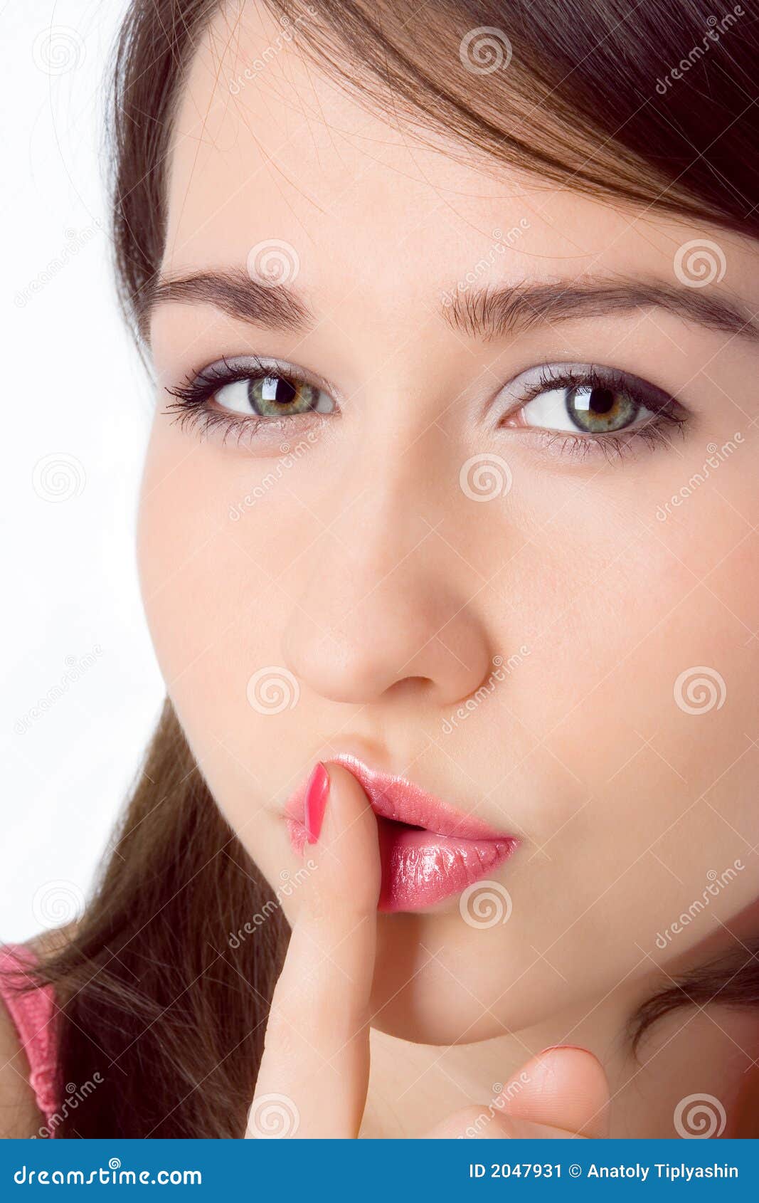 Beauty Girl Hold Finger Fron Mouth And Say Sh Stock Image Image Of