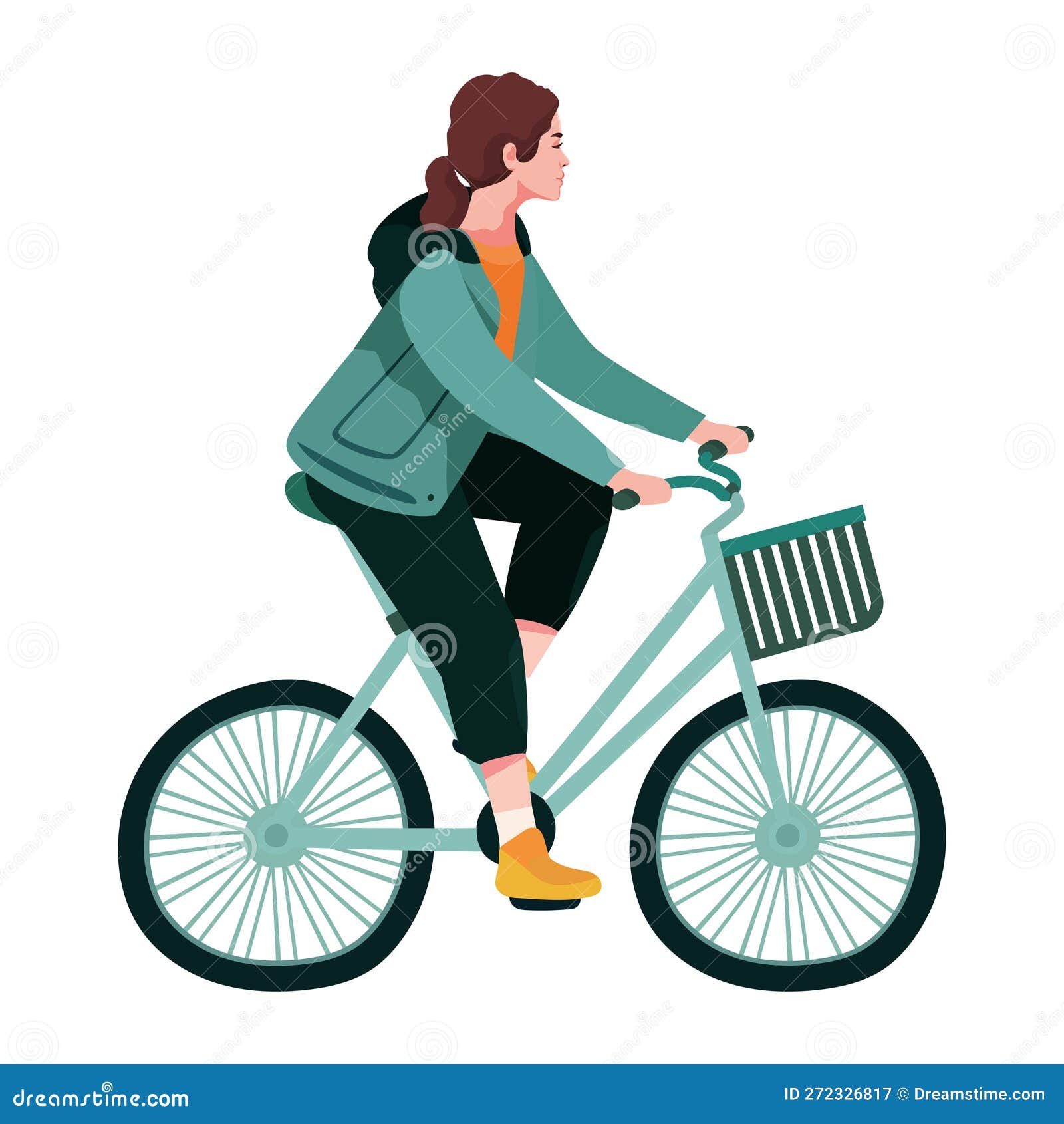 Beauty Girl Riding Bike Stock Vector Illustration Of Race 272326817 