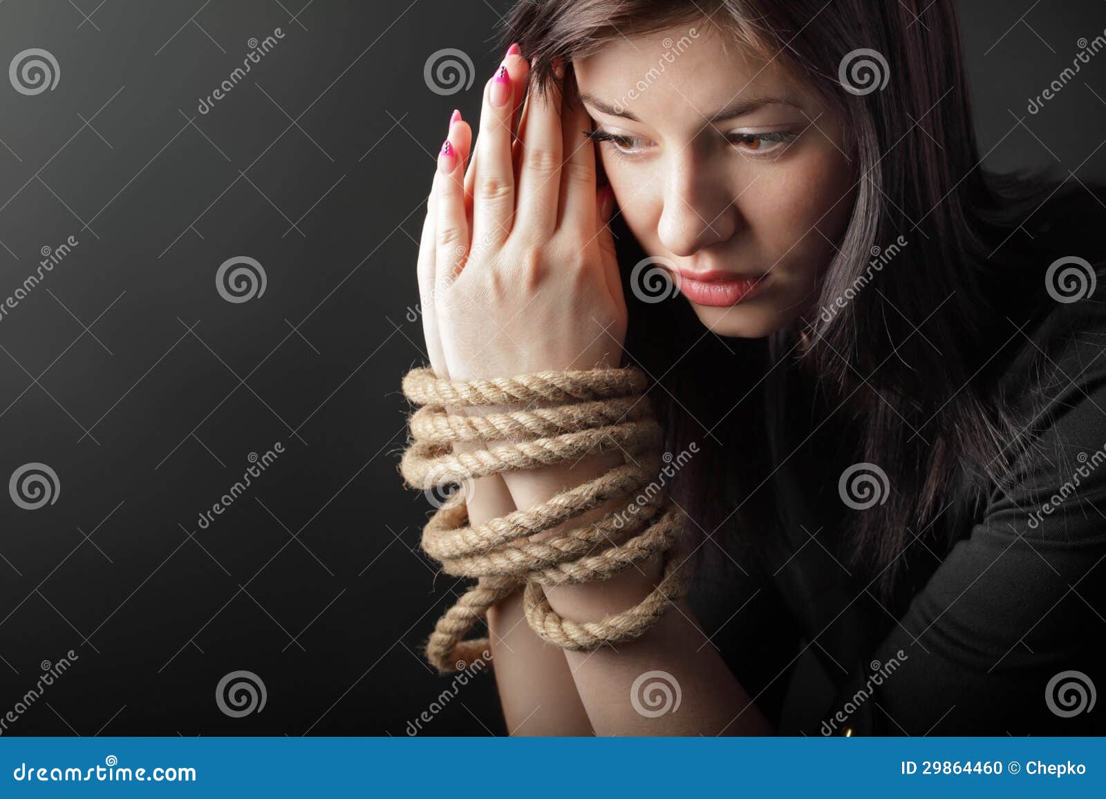 thumbs tied Bondage rope hands Pussy Sex Images Black bbw with fat ass