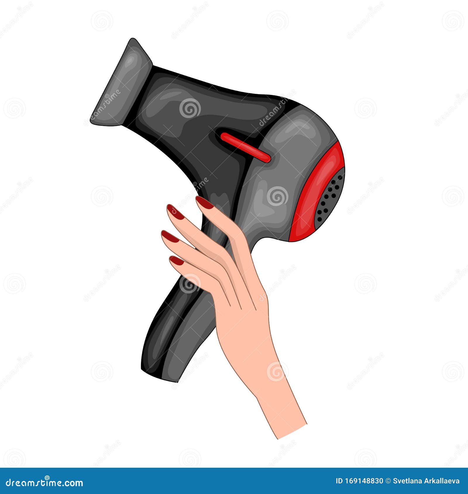 Vector Illustration Of A Hair Dryer In Hand | CartoonDealer.com #85786069