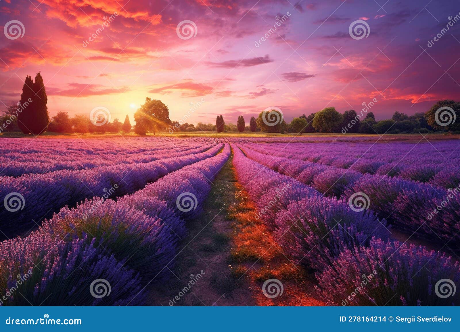 Beauty of a Magnificent Lavender Field at Sunset. Immerse Yourself in ...