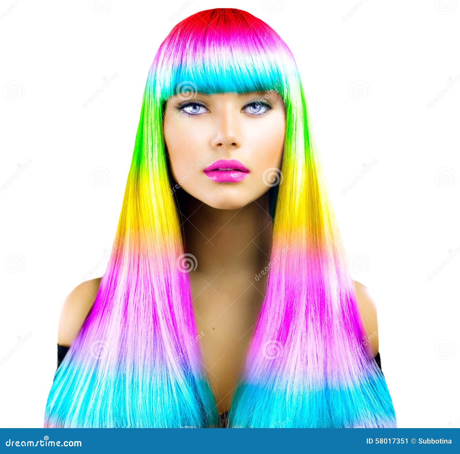 Beauty Model Girl With Colorful Dyed Hair Stock Image